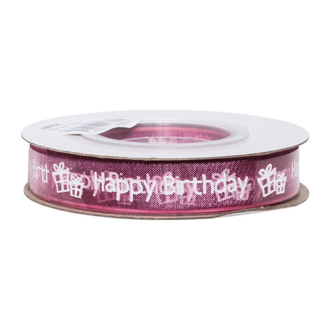 RIBBON PINK HAPPY BIRTHDAY 13MMX25M (#64558)