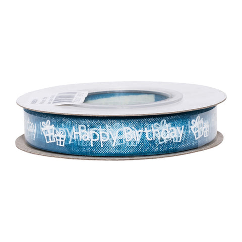 RIBBON BLUE HAPPY BIRTHDAY 13MMX25M (#64559)