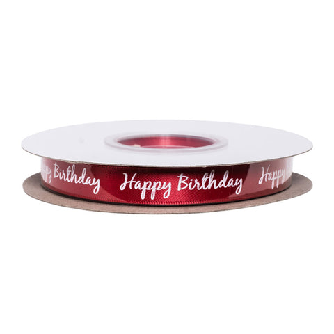 RIBBON RED HAPPY BIRTHDAY 13MMX25M (#64560)