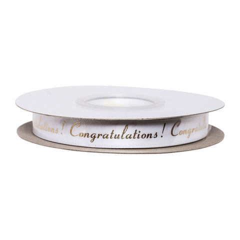 RIBBON WHITE CONGRATZ 13MMX25M (#64563)