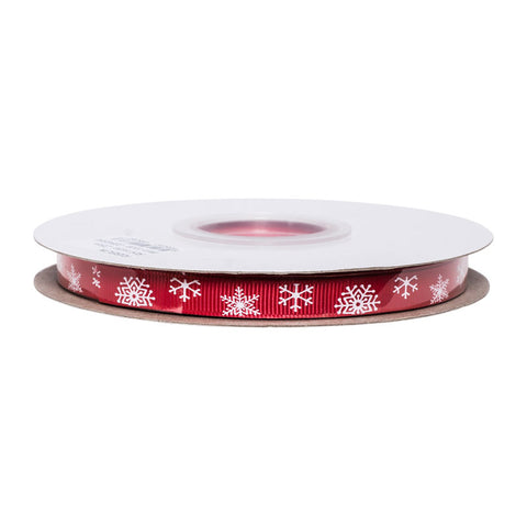 RIBBON RED SNOWFLAKES 9MMX25M (#64564)