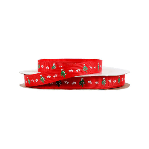 RIBBON RED XMAS TREE 13MMX25M (#64567)