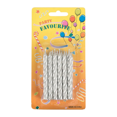 CANDLE SILVER 12 PCS LARGE (#65816)