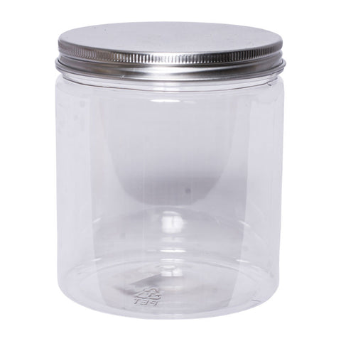 ROUND PET CONTAINER SILVER ALUMINIUM CAP 820ML (#65879)