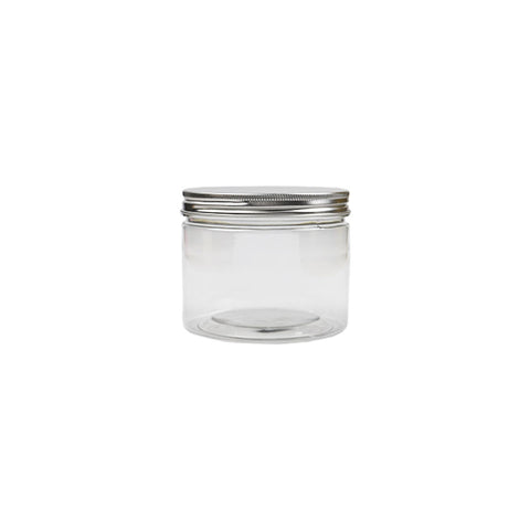 ROUND PET CONTAINER SILVER ALUMINIUM CAP 550ML (#66094)