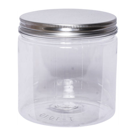 ROUND PET CONTAINER SILVER ALUMINIUM CAP 720ML (#66095)