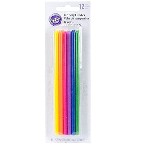 LONG MULTICOLOR CANDLE 5.8" 12PCS 2811-777 (#66107)