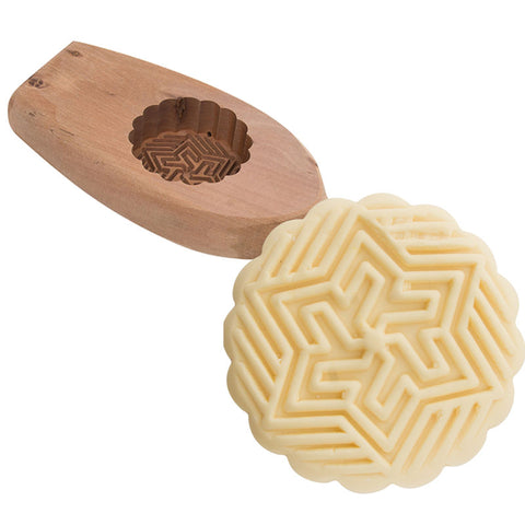 MOONCAKE MOULD WOODEN ROUND B (#66410)