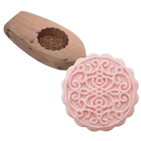 MOONCAKE MOULD WOODEN ROUND C (#66411)
