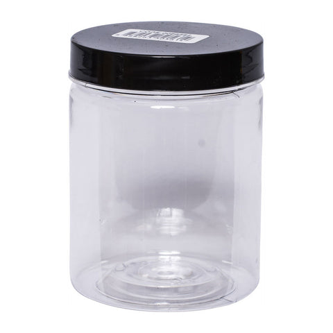 ROUND PET CONTAINER WITH BLACK CAP 210ML 65X85MM (#66582)