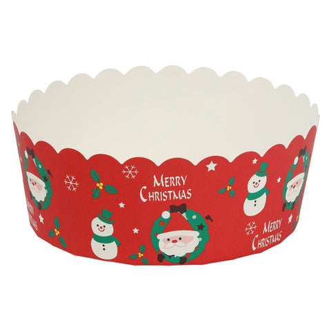 PAPER MOULD ROUND XMAS RED 50PC (#66757)
