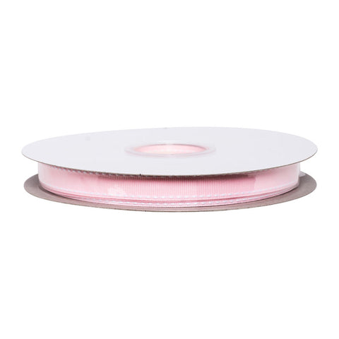 RIBBON PINK W WHITE STITCH 13MMX25M (#67588)