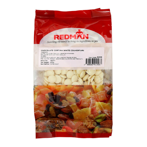 CHOC COUV WHITE CORTINA 29.5% 400G (#9208)