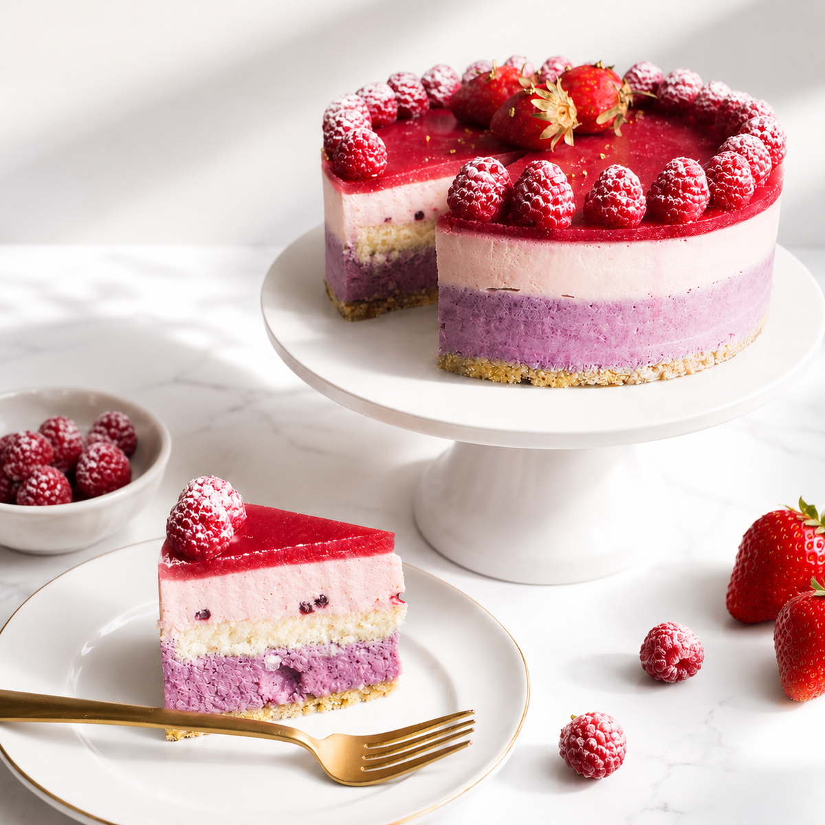 Raspberry Cheesecake + Hokkaido Milk Bread with Tangzhong (