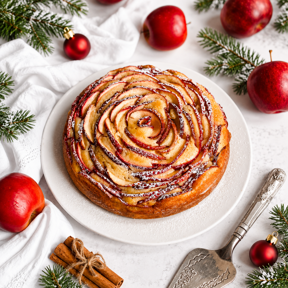 Christmas Apple Cake + Chocolate Tart (