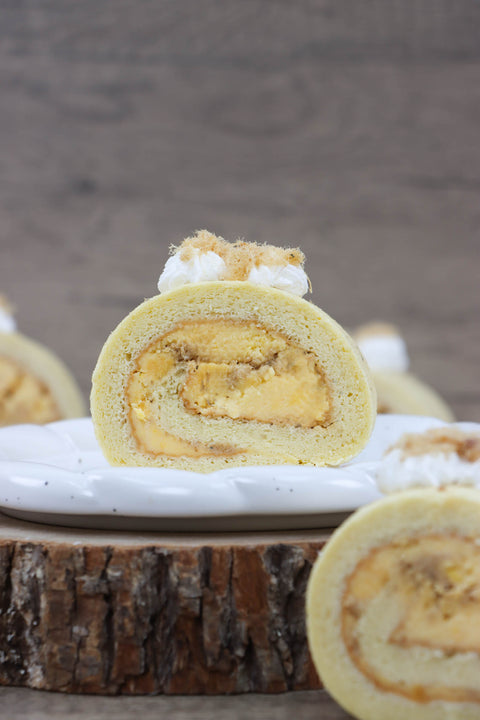 Salted Egg Chicken Floss Roll Cake & Matcha Yuzu Jelly Roll Cake (#CHERMAINESEMS)