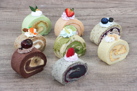 Salted Egg Chicken Floss Roll Cake & Matcha Yuzu Jelly Roll Cake (#CHERMAINESEMS)