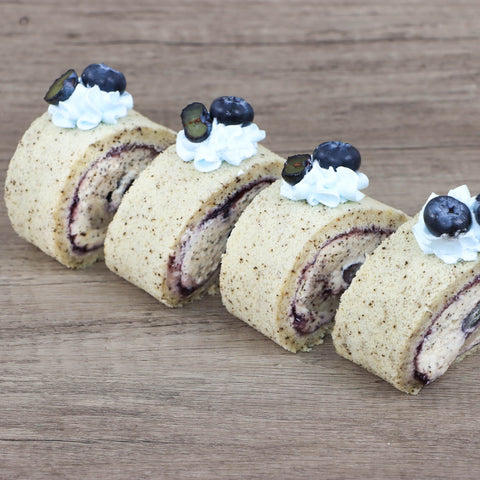 Blueberry Earl Grey Roll Cake & Chocolate Banana Salted Caramel Roll Cake (#SANDYEGCB)