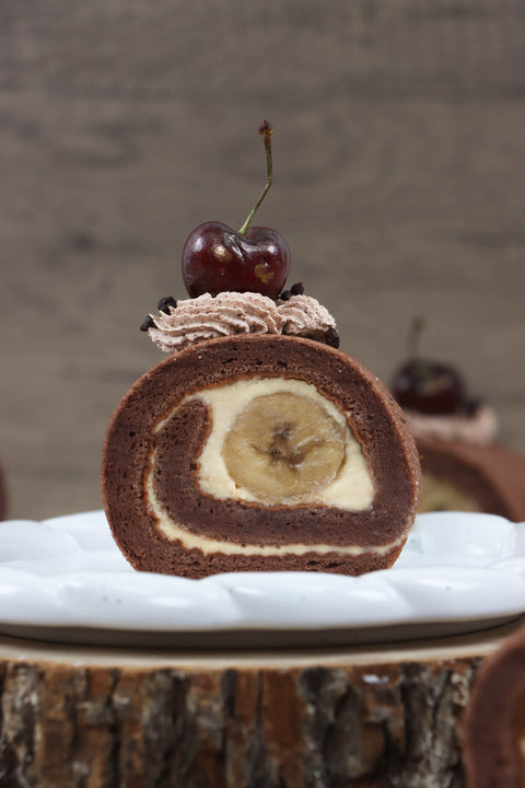 Blueberry Earl Grey Roll Cake & Chocolate Banana Salted Caramel Roll Cake (#SANDYEGCB)