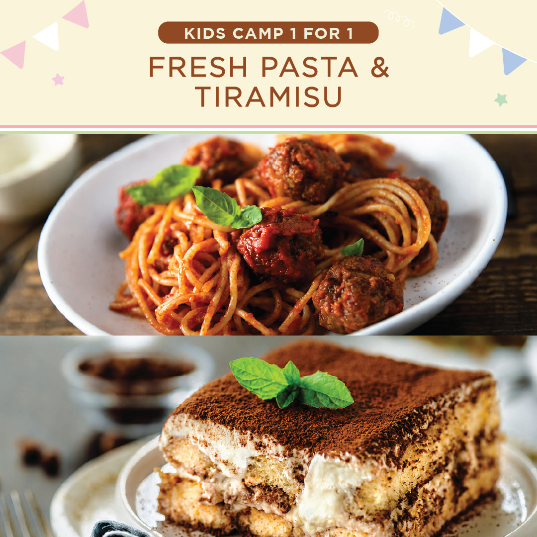 Little Italy Kids Camp (1 for 1): Fresh Pasta with Chicken Meatballs & Marinara Sauce + Tiramisu (