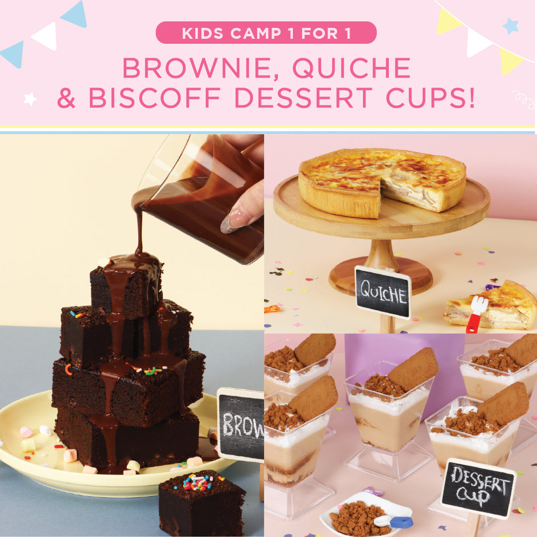 School Holiday Kids Camp Combo (1 for 1): Quiche, Brownie, Biscoff Dessert Cups (