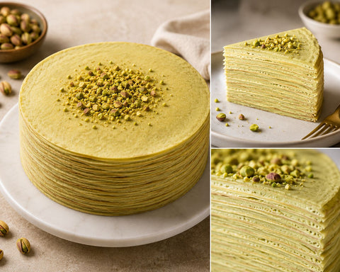 Dubai Chocolate Mille Crepe Cake (#CHERMAINEDCM)