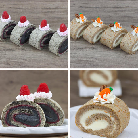 Black Sesame Raspberry Roll Cake & Cream Cheese Carrot Roll Cake (#CHERMAINEBSR)