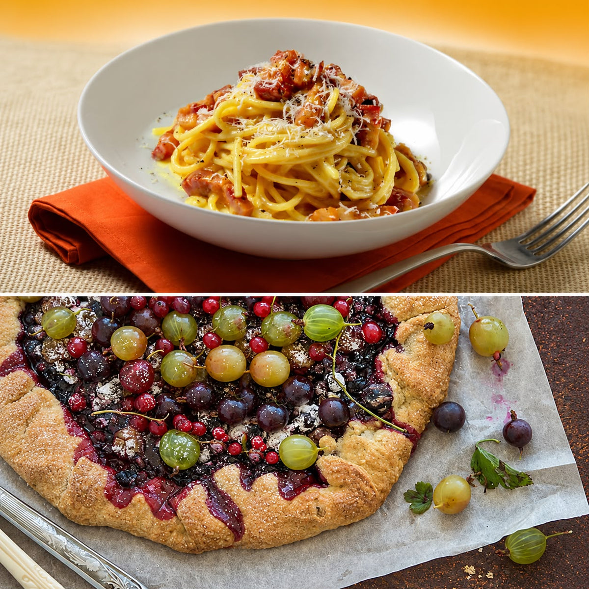 Adult & Child Handmade Pasta with Smoky Chicken Carbonara & Berry Crostata (