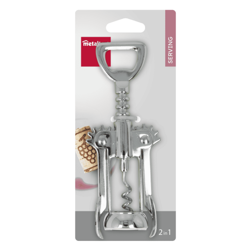 CHROMED LEVER CORKSCREW BOTTLE OPENER (